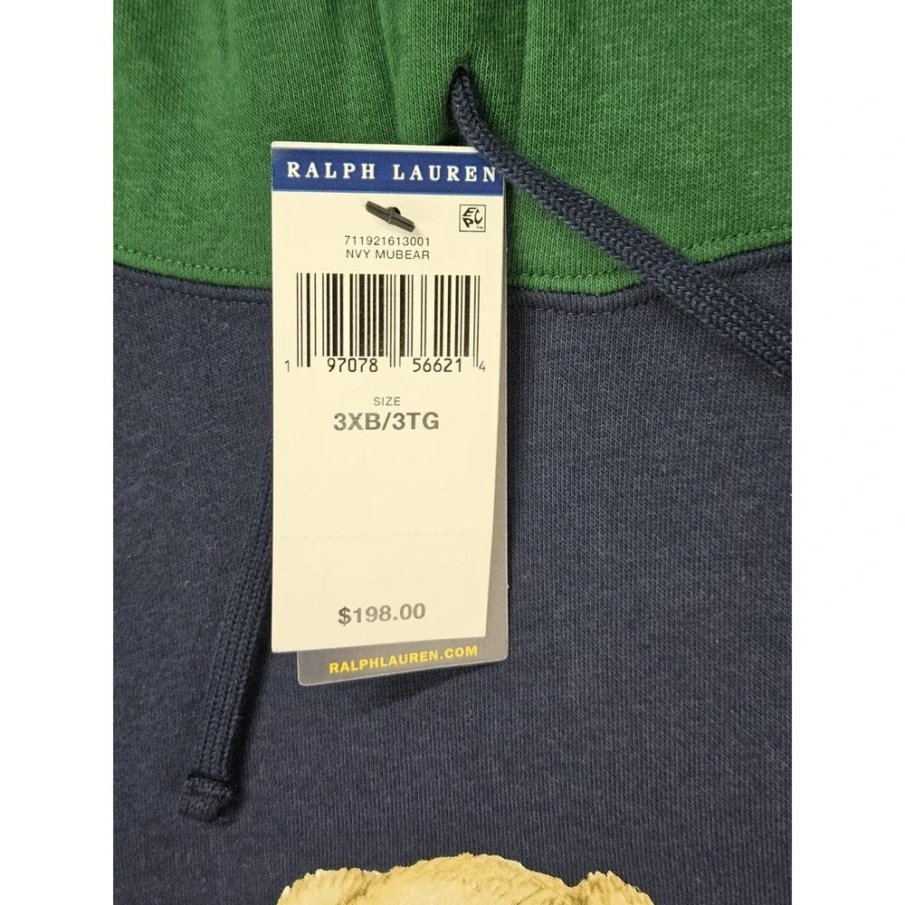 Polo Ralph Lauren Bear Fleece Hoodie Mens 3XB ColorBlocked Basketball Player NWT